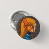 Muziekliefhebber (hoofdtelefoon meisje) Button (Voorkant /achterkant)