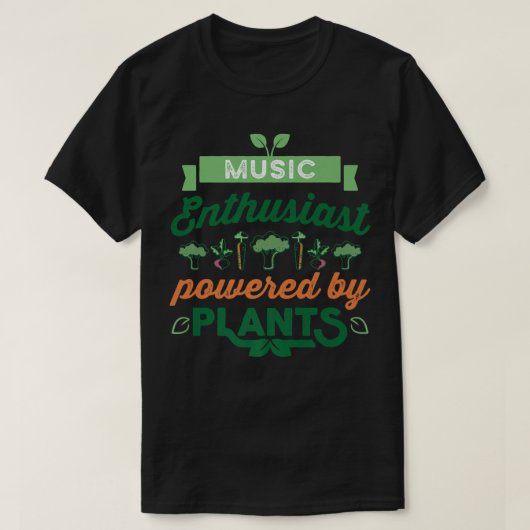 Muziekliefhebber met Planten Vegan Gift T-shirt (Design voorkant)