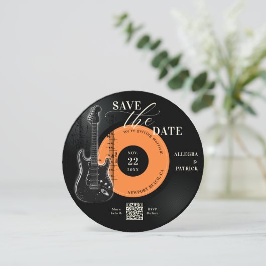 Muziekliefhebber Trouwen Save the Date  QR-code (Staand voorkant)