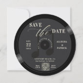 Muziekliefhebber Trouwen Save the Date Zwart QR (Voorkant)