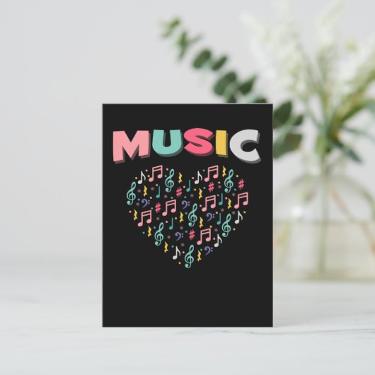 Muziekliefhebbers Verkleurde Verf Musical Note Hea Briefkaart (Staand voorkant)