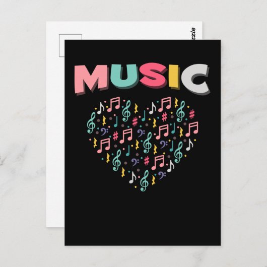 Muziekliefhebbers Verkleurde Verf Musical Note Hea Briefkaart (Voorkant / Achterkant)