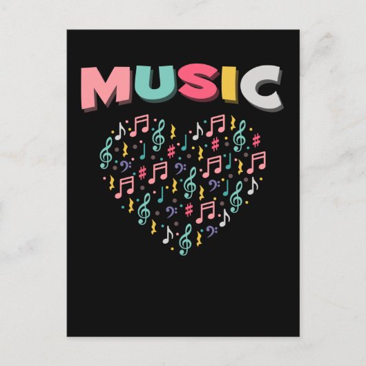Muziekliefhebbers Verkleurde Verf Musical Note Hea Briefkaart (Voorkant)