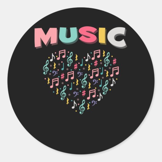 Muziekliefhebbers Verkleurde Verf Musical Note Hea Ronde Sticker (Voorkant)