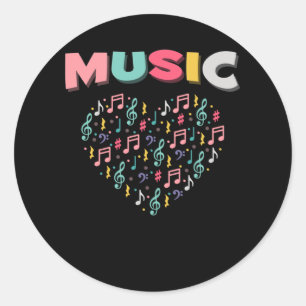 Muziekliefhebbers Verkleurde Verf Musical Note Hea Ronde Sticker