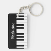Muziekliefhebbers Zwart Wit Piano Keyboard Sleutelhanger (achterkant)