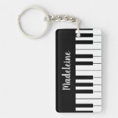 Muziekliefhebbers Zwart Wit Piano Keyboard Sleutelhanger (Voorkant)