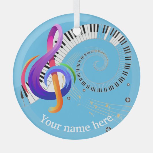 Muzieklijn Glas Ornament (Voorkant)