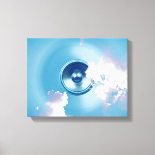 Muziekluidspreker draaien met wolken canvas afdruk