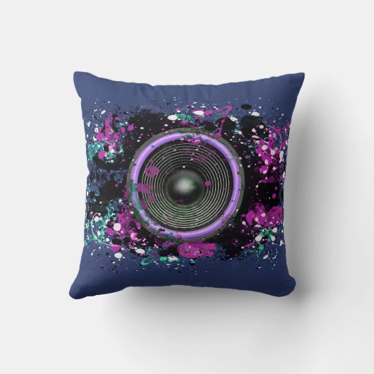 Muziekluidspreker en gesplatterde verf kussen (Achterkant)
