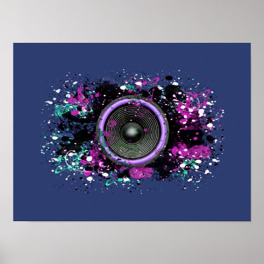 Muziekluidspreker en gesplatterde verf poster (Voorkant)