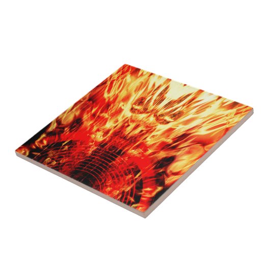 Muziekluidspreker met vlammen tegeltje (Zijkant)