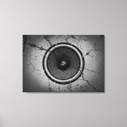 Muziekluidspreker op een gekraakte muur canvas afdruk (Voorkant)