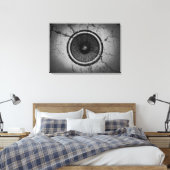 Muziekluidspreker op een gekraakte muur canvas afdruk (Insitu (Slaapkamer))