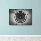 Muziekluidspreker op een gekraakte muur canvas afdruk (Insitu (Houten vloer))