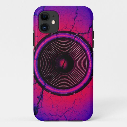 Muziekluidspreker op een gekraakte muur Case-Mate iPhone case (Achterkant)