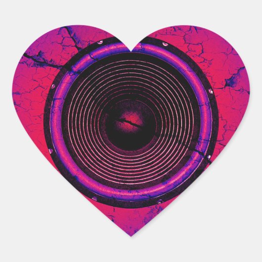 Muziekluidspreker op een gekraakte muur hart sticker (Voorkant)