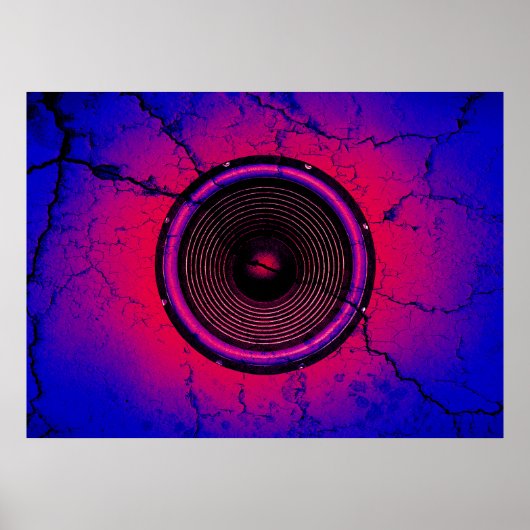 Muziekluidspreker op een gekraakte muur poster (Voorkant)