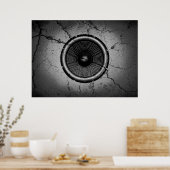 Muziekluidspreker op een gekraakte muur poster (Keuken)