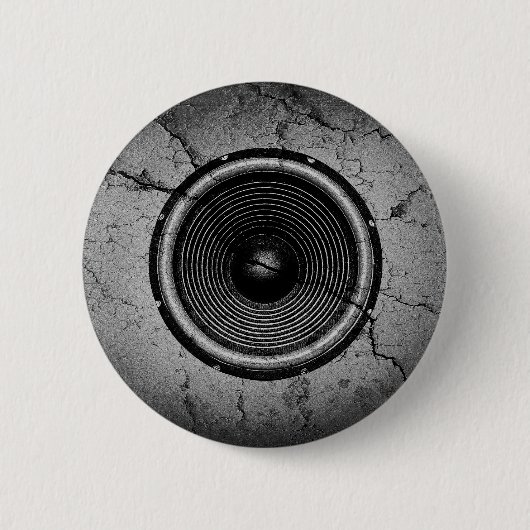 Muziekluidspreker op een gekraakte muur ronde button 5,7 cm (Voorkant)