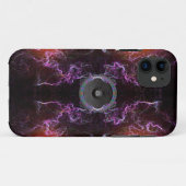 Muziekluidspreker op een paarse neonachtergrond Case-Mate iPhone case (Achterkant (horizontaal))