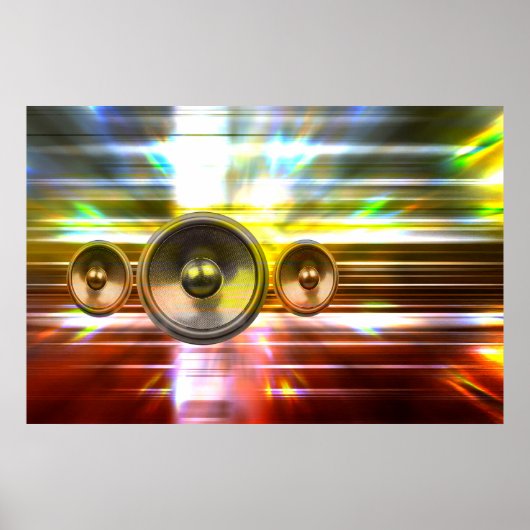 Muziekluidsprekers en feestverlichting poster (Voorkant)