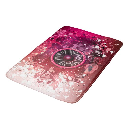 Muziekluidsprekers en verfsplatters badmat (Gekanteld)