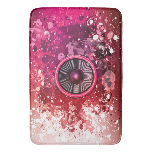 Muziekluidsprekers en verfsplatters badmat (Voorkant Verticaal)