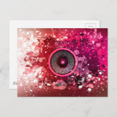 Muziekluidsprekers en verfsplatters briefkaart (Voorkant / Achterkant)