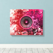 Muziekluidsprekers en verfsplatters canvas afdruk (Insitu (Houten vloer))