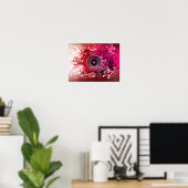 Muziekluidsprekers en verfsplatters poster (Thuiskantoor)
