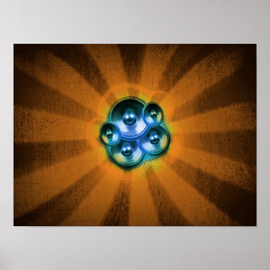 Muziekluidsprekers en zonnestraal poster (Voorkant)