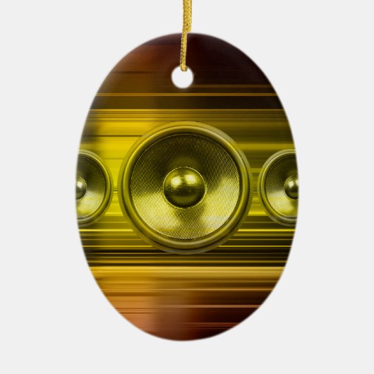 Muziekluidsprekers met gouden lichtstrepen keramisch ornament (Voorkant)