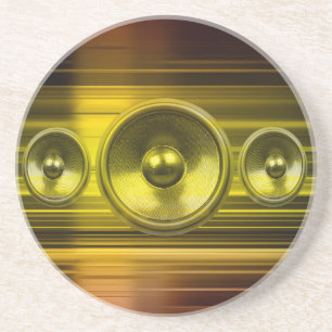 Muziekluidsprekers met gouden lichtstrepen zandsteen onderzetter