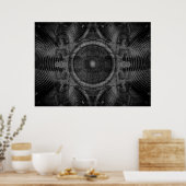 Muziekluidsprekers op een gebarsten muur poster (Keuken)