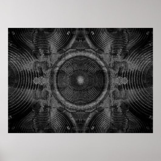 Muziekluidsprekers op een gebarsten muur poster (Voorkant)