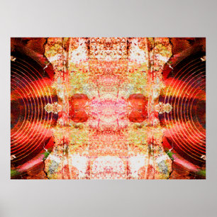 Muziekluidsprekers op een gekraakte muur poster