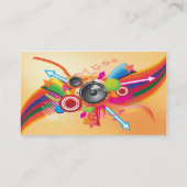 Muziekluidsprekers, sterren, regenboog visitekaartje (Achterkant)