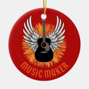 Muziekmaker (gitaarspeler) keramisch ornament