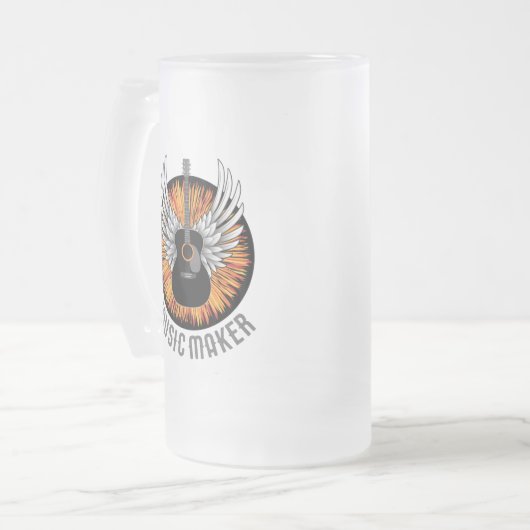 Muziekmaker (gitaarspeler) matglas bierpul (Voorkant links)