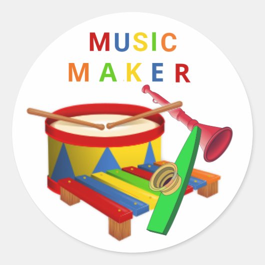 Muziekmaker Ronde Sticker (Voorkant)