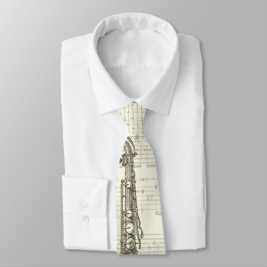 Muziekmakers Saxophone Design Necktie Stropdas (Gebonden)