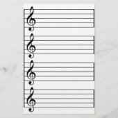 Muziekmedewerkers Treble G Clef Black en White led Briefpapier (Voorkant)