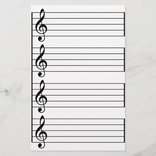 Muziekmedewerkers Treble G Clef Black en White led Briefpapier (Voorkant)