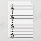 Muziekmedewerkers Treble G Clef Black en White led Briefpapier (Voorkant / Achterkant)
