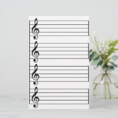 Muziekmedewerkers Treble G Clef Black en White led Briefpapier (Staand voorkant)