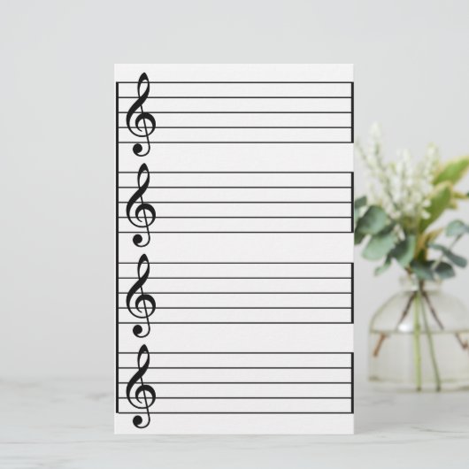 Muziekmedewerkers Treble G Clef Black en White led Briefpapier (Staand voorkant)