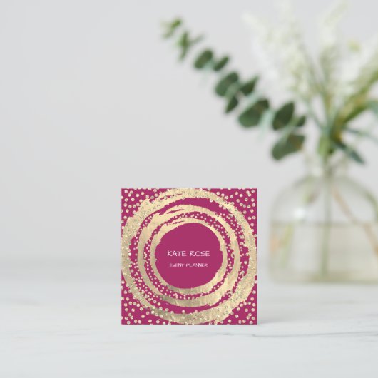 Muziekmediacontrole Mode blogger roze Vierkante Visitekaartje (Staand voorkant)