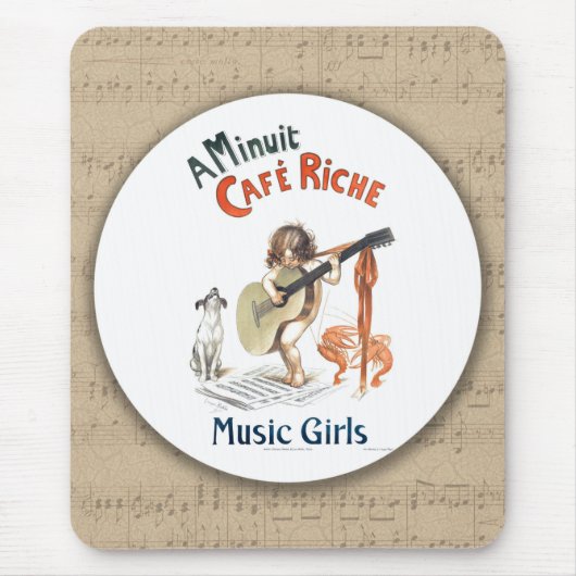 Muziekmeisje  Guitar Art Dog danseringslobster Muismat (Voorkant)