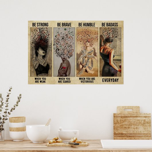 Muziekmeisje is sterk en dapper om nederig te zijn poster (Keuken)